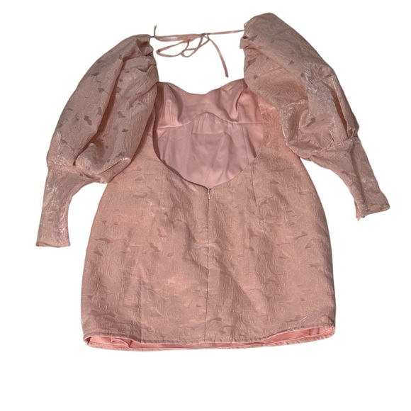 ASOS NWT Milkmaid Mini Dress Jacquard Puffy Bishop Sleeves Coquette Tie Back 6 - Picture 4 of 10